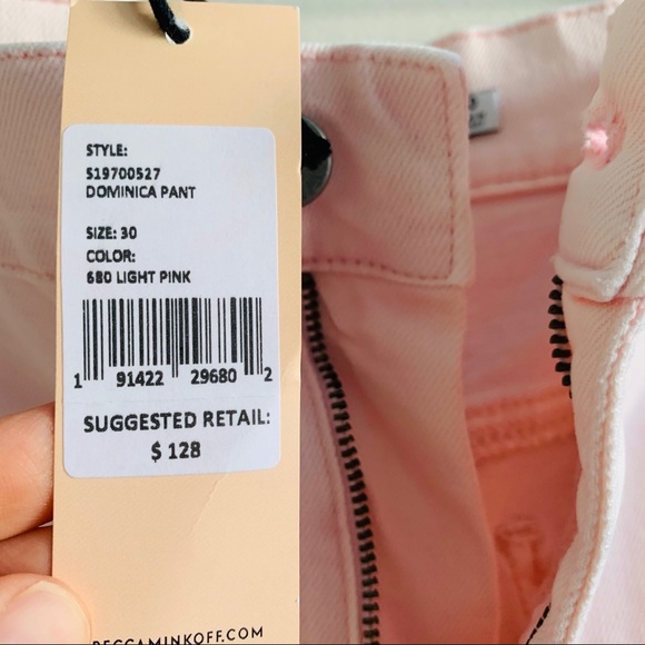 REBECCA MINKOFF Dominica high rise straight jeans pale pink LOVE - Picture 15 of 16
